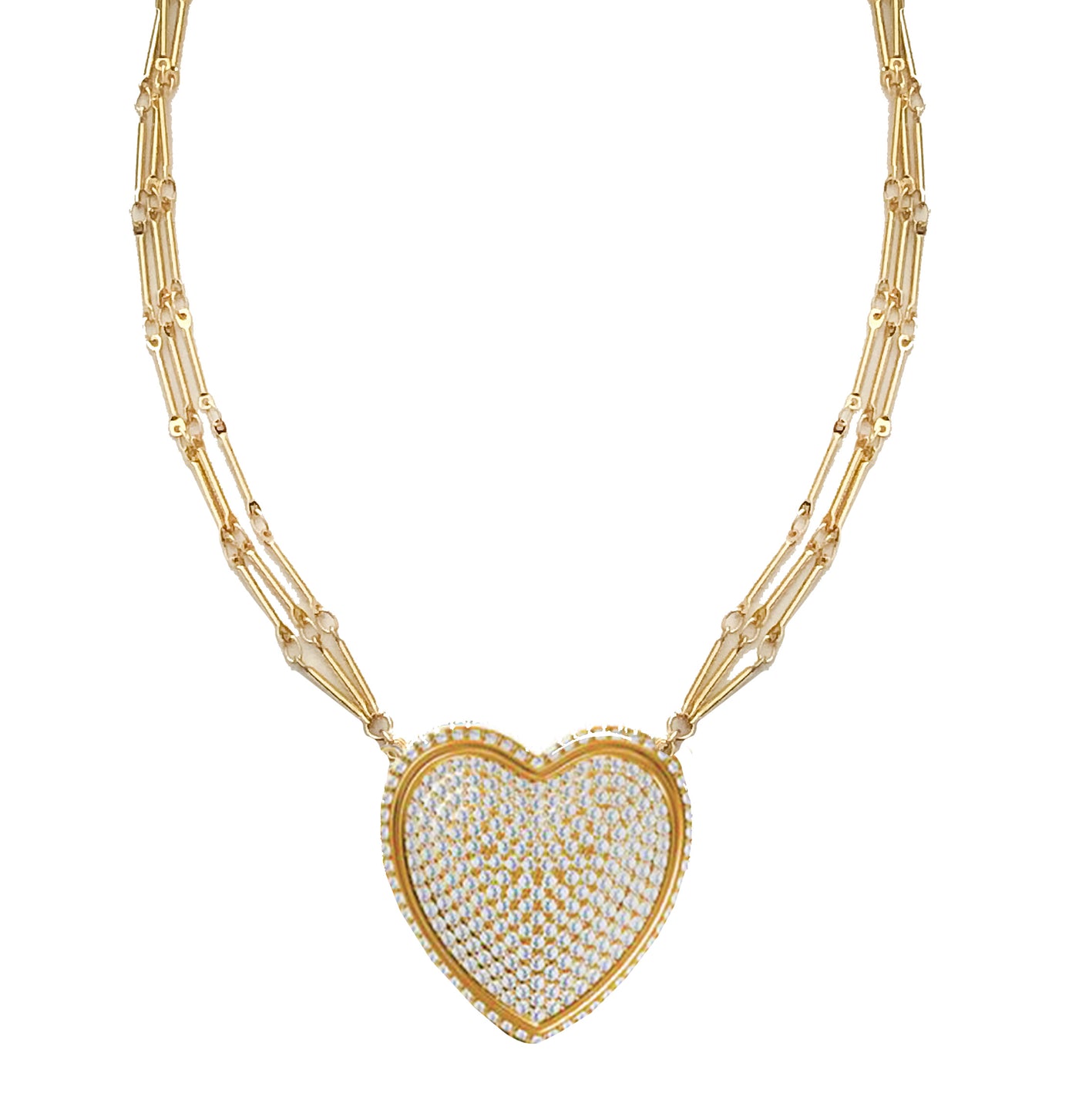 Chained Pave Heart Necklace - Clear