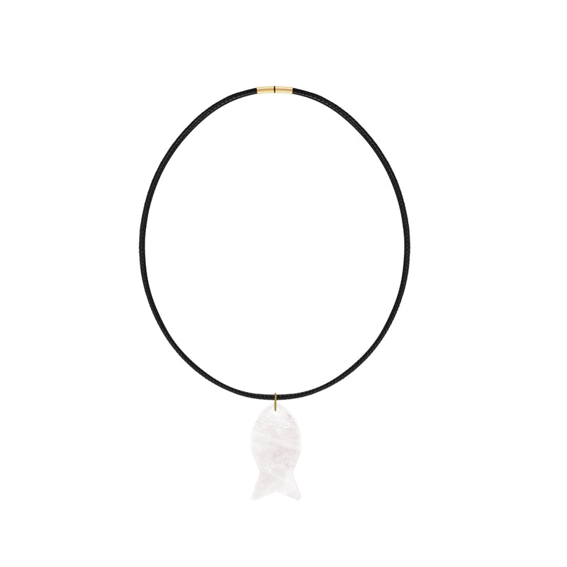 Quartz Fish Choker- Black Cord