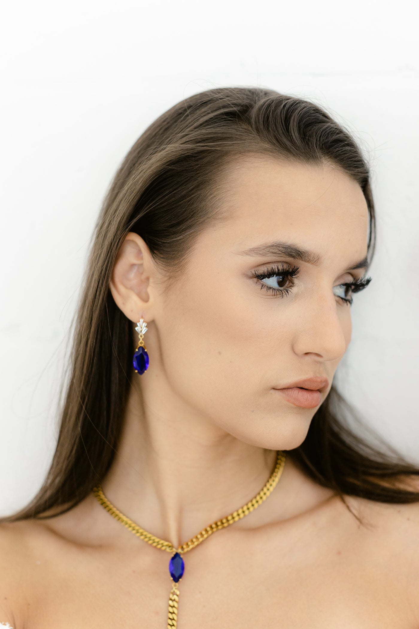 Crystal Marquise Lariat - Blue