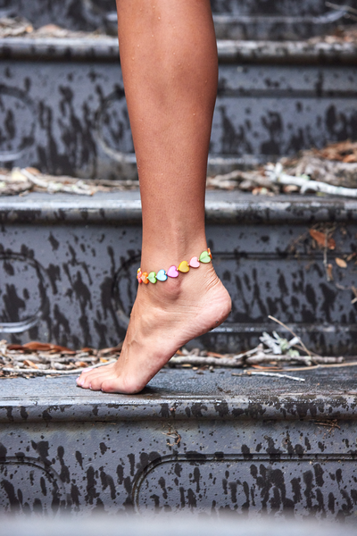 Rainbow Hearts Anklet