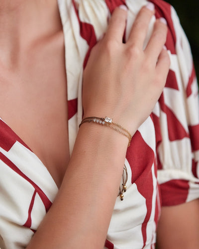 CZ Emerald Cut Bracelet on Colored Cord