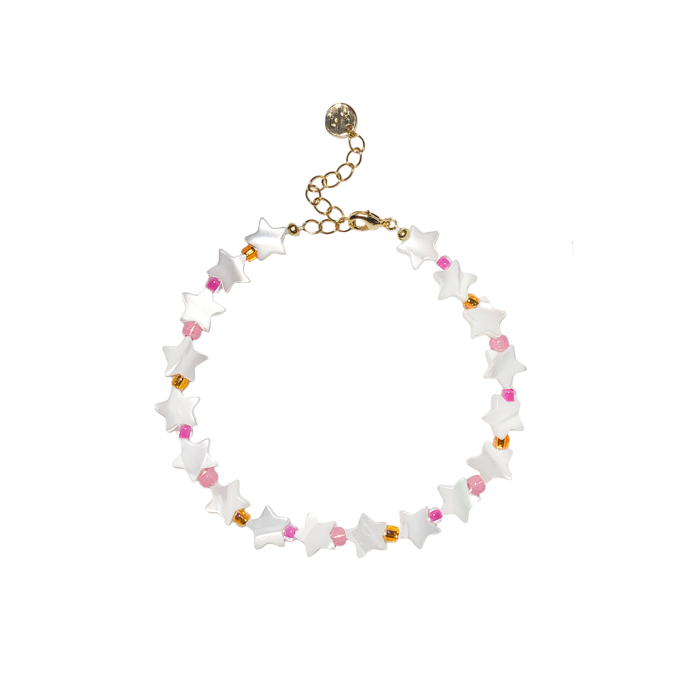 Stardust Anklet - Neon Pink, Gold Filled