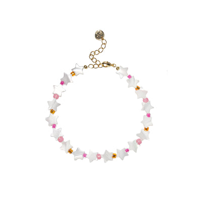 Stardust Anklet - Neon Pink, Gold Filled