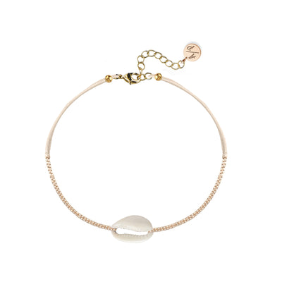 Mini Natural Shell 14k Gold Filled Chain Anklet on Colored Cord