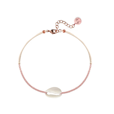 Mini Natural Shell 14k Rose Gold Chain Anklet on Colored Cord