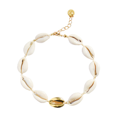 Single Mini Shell Anklet - 14k Gold/Rose Gold