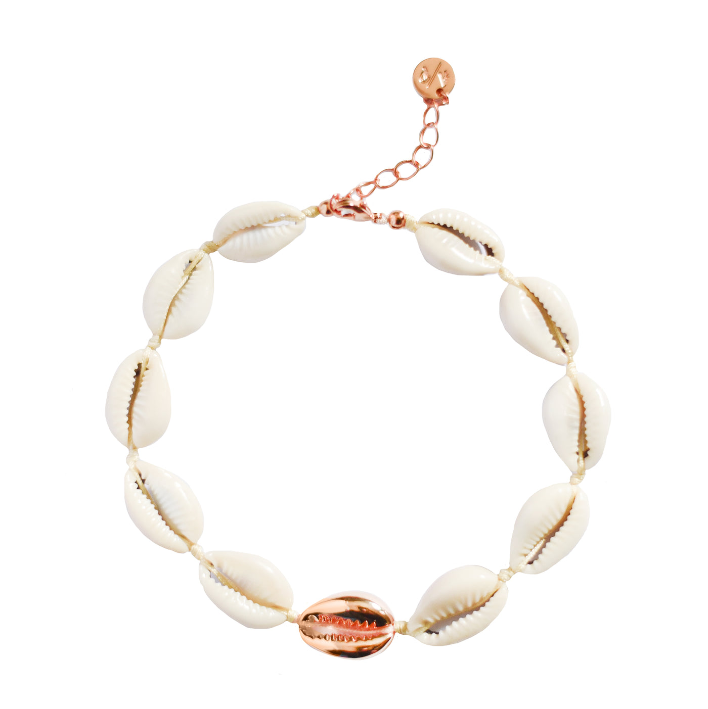 Single Mini Shell Anklet - 14k Gold/Rose Gold