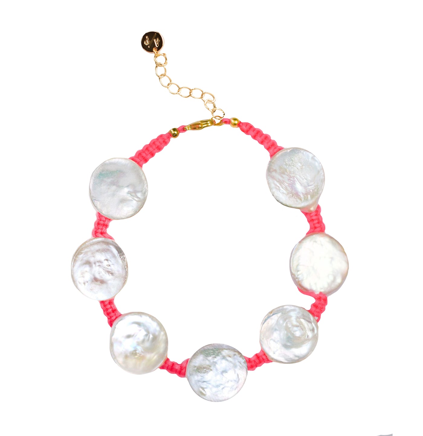 Coin Pearl Anklet on Colored Cord