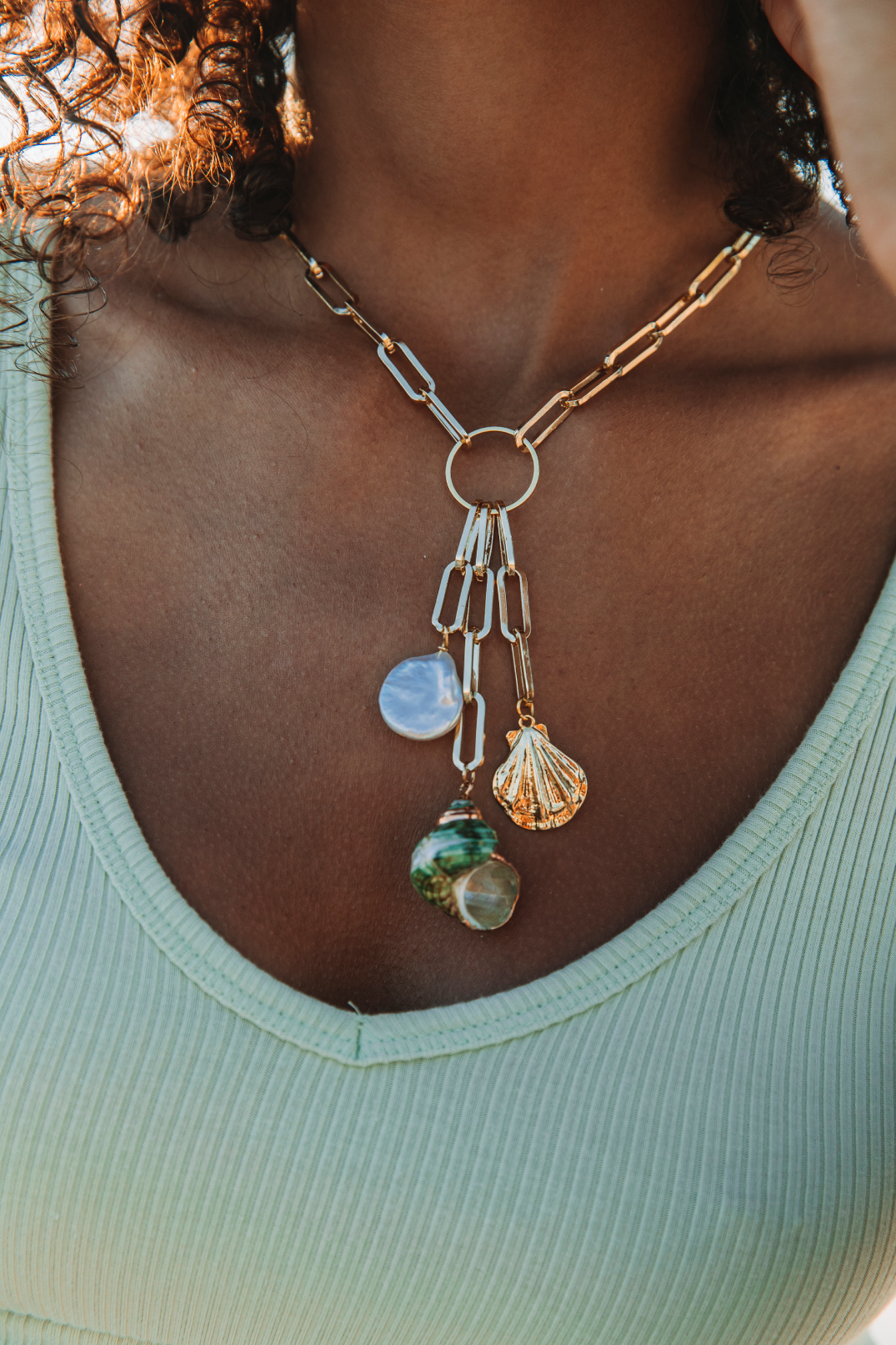 Shell Trio Drop Necklace