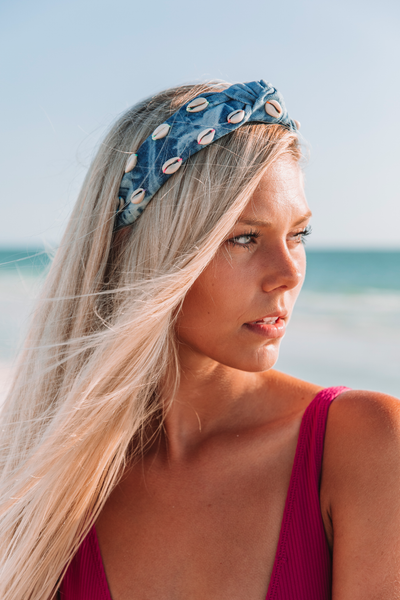 Denim Confetti Headband - Rainbow