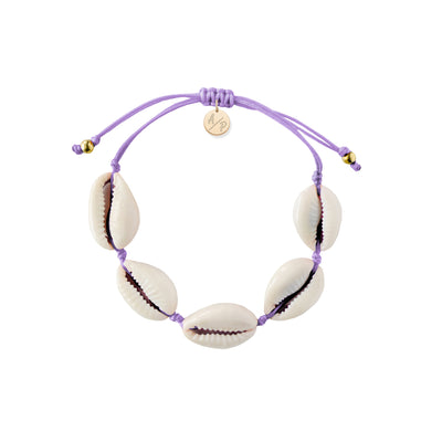 Natural Shell Adjustable Bracelet on Colored Cord