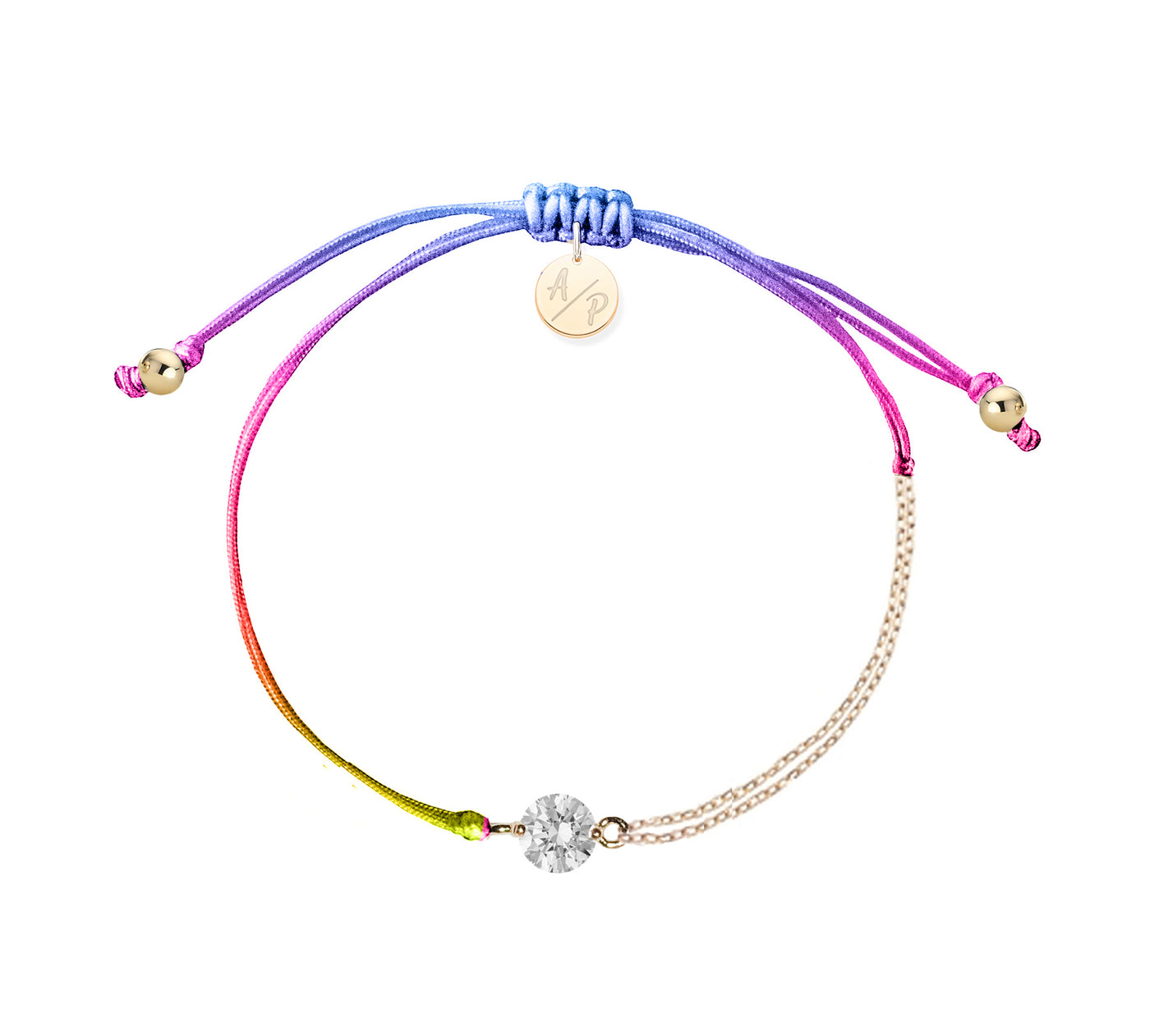 CZ Solitaire Bracelet on Colored Cord