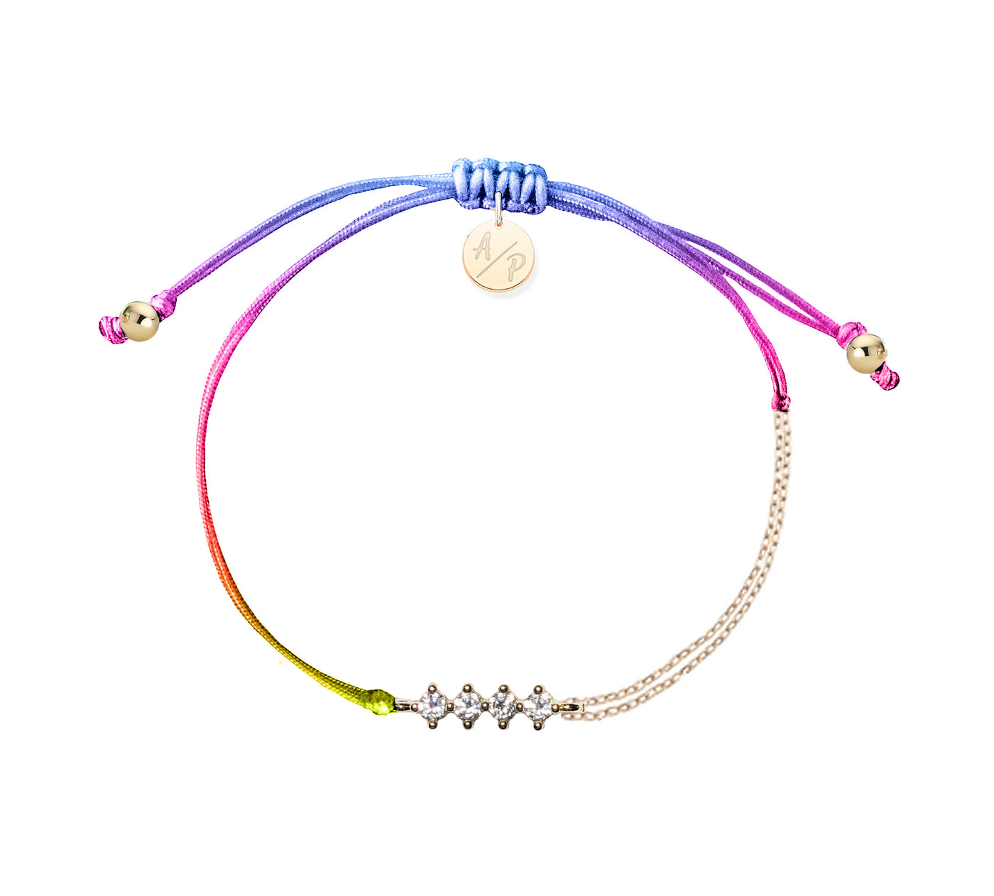 CZ Crystal Bar Bracelet on Colored Cord