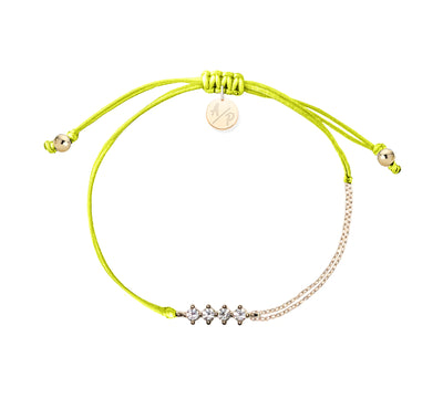 CZ Crystal Bar Bracelet on Colored Cord