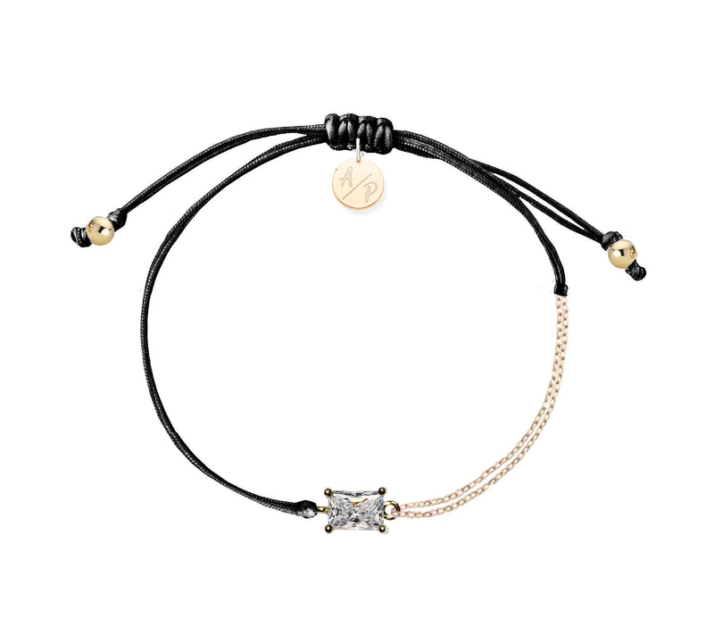 CZ Emerald Cut Bracelet on Colored Cord