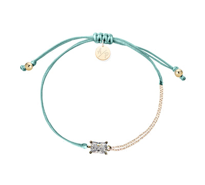 CZ Emerald Cut Bracelet on Colored Cord