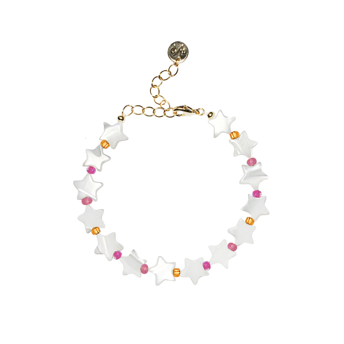 Stardust Bracelet - Neon Pink, Gold Filled