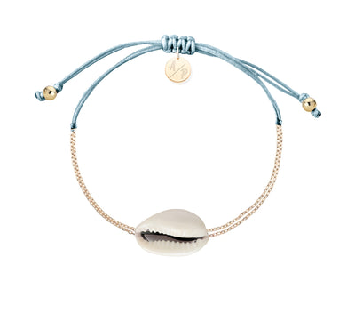 Mini Natural Shell Chain Bracelet - 14k Gold Filled on Colored Cord