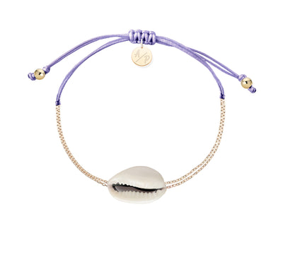 Mini Natural Shell Chain Bracelet - 14k Gold Filled on Colored Cord