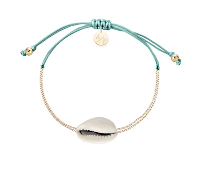 Mini Natural Shell Chain Bracelet - 14k Gold Filled on Colored Cord