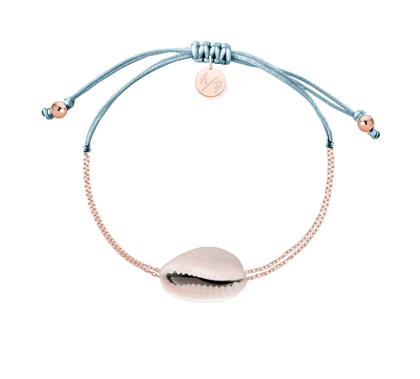 Mini Natural Shell Chain Bracelet - 14k Rose Gold on Colored Cord