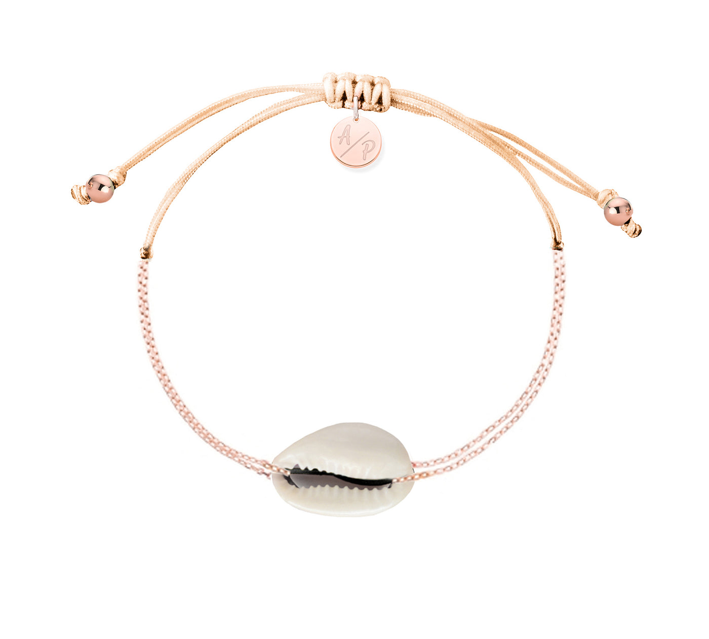 Mini Natural Shell Chain Bracelet - 14k Rose Gold on Colored Cord