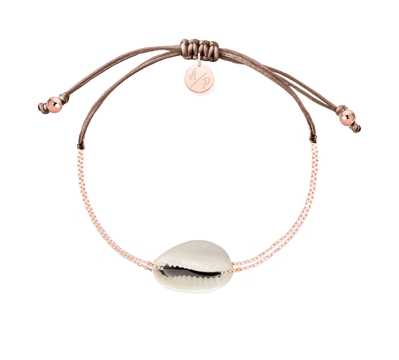 Mini Natural Shell Chain Bracelet - 14k Rose Gold on Colored Cord