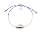 Mini Natural Shell Chain Bracelet - 14k Rose Gold on Colored Cord