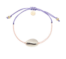 Mini Natural Shell Chain Bracelet - 14k Rose Gold on Colored Cord