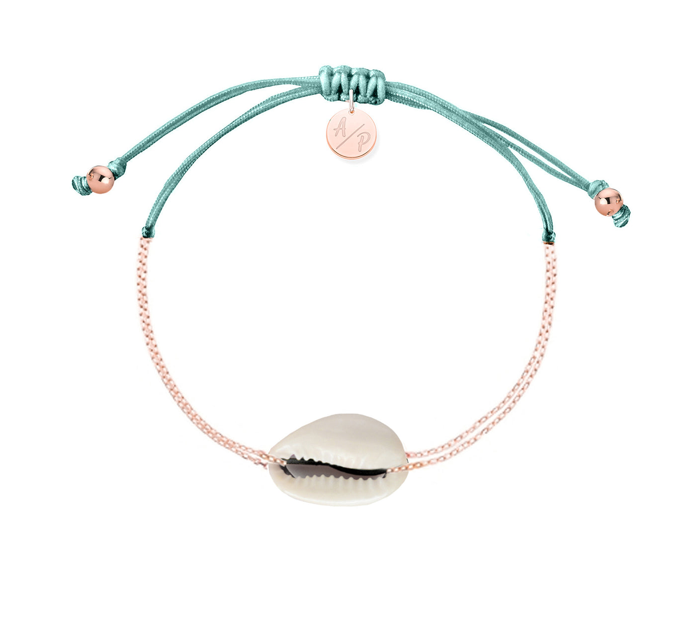 Mini Natural Shell Chain Bracelet - 14k Rose Gold on Colored Cord