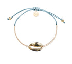 Mini Metal Shell Chain Bracelet - 14k Gold on Colored Cord