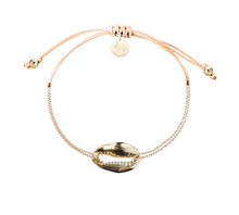 Mini Metal Shell Chain Bracelet - 14k Gold on Colored Cord