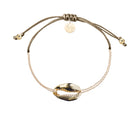 Mini Metal Shell Chain Bracelet - 14k Gold on Colored Cord
