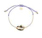 Mini Metal Shell Chain Bracelet - 14k Gold on Colored Cord