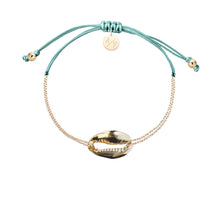 Mini Metal Shell Chain Bracelet - 14k Gold on Colored Cord