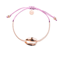 Mini Metal Shell Chain Bracelet - 14k Rose Gold on Colored Cord