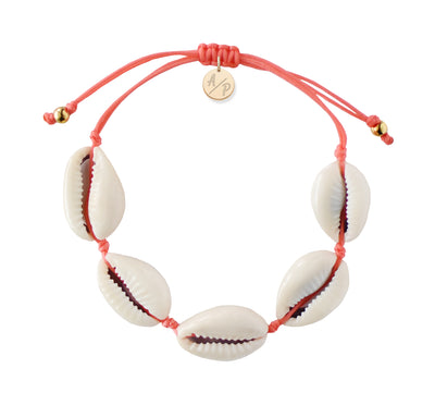 Natural Shell Adjustable Bracelet on Colored Cord