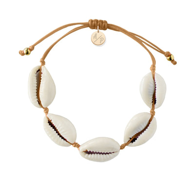 Natural Shell Adjustable Bracelet on Colored Cord