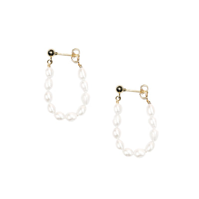 Floating Pearl Studs - White