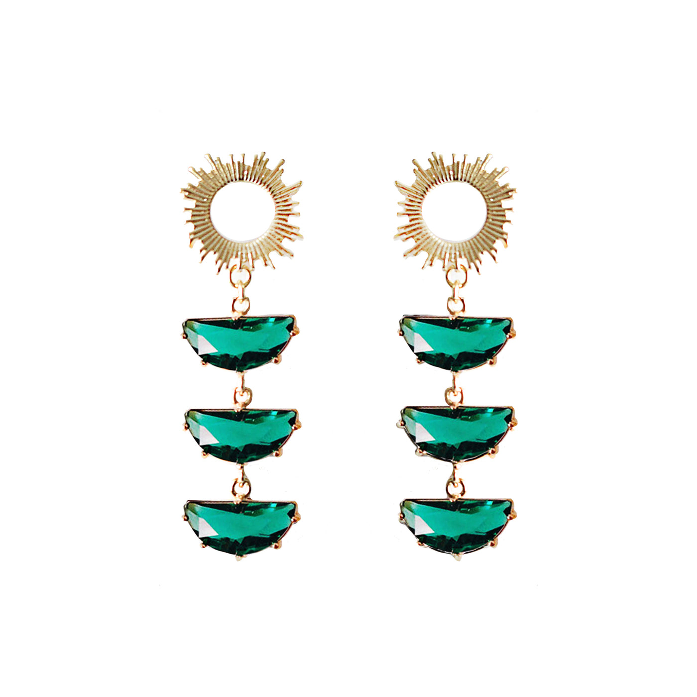 Crystal Supernova Studs - Emerald