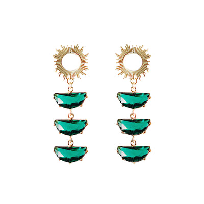 Crystal Supernova Studs - Emerald