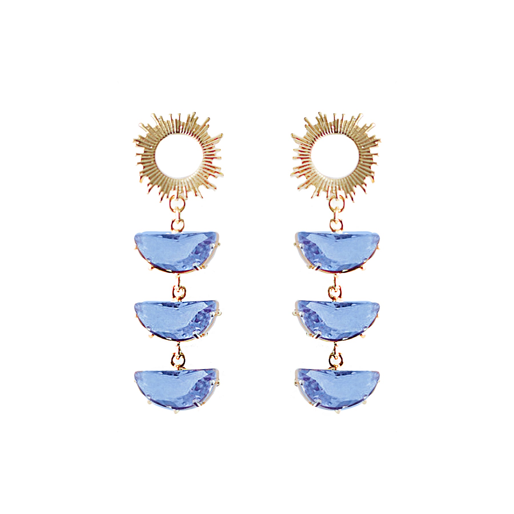 Spring Crystal Supernova Studs - Bluebell