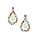 Crystal Rainbow Shell Earrings