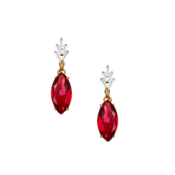 Crystal Marquise Drops - Red