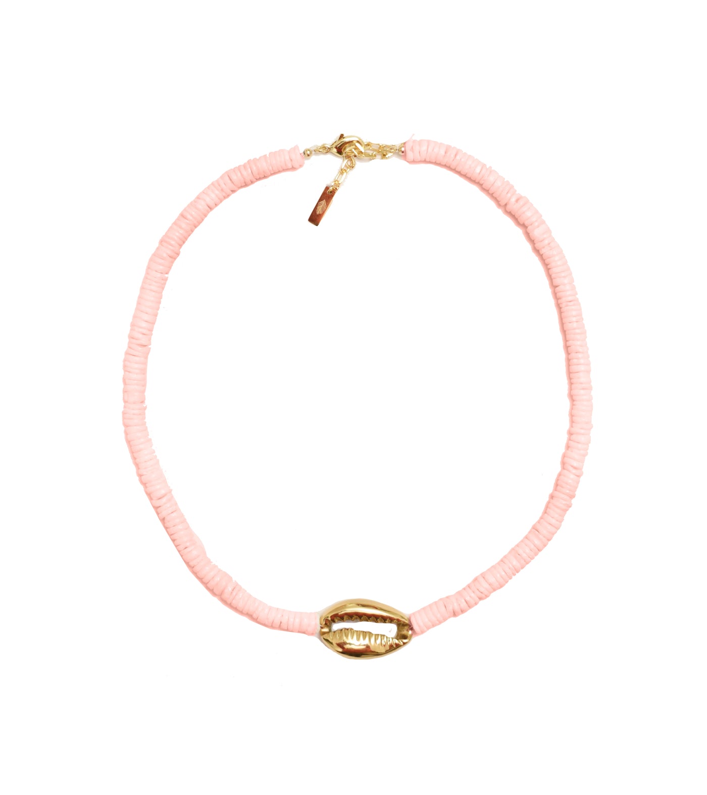 Heishi Gold Shell Necklace - Pink