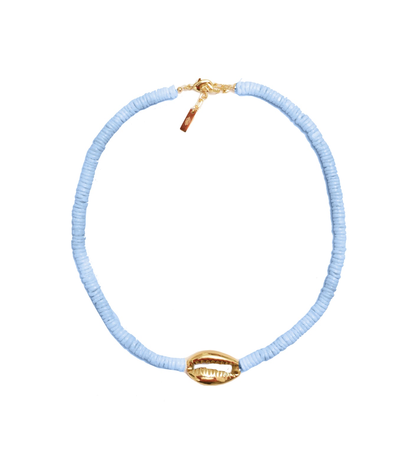 Heishi Gold Shell Necklace - Blue