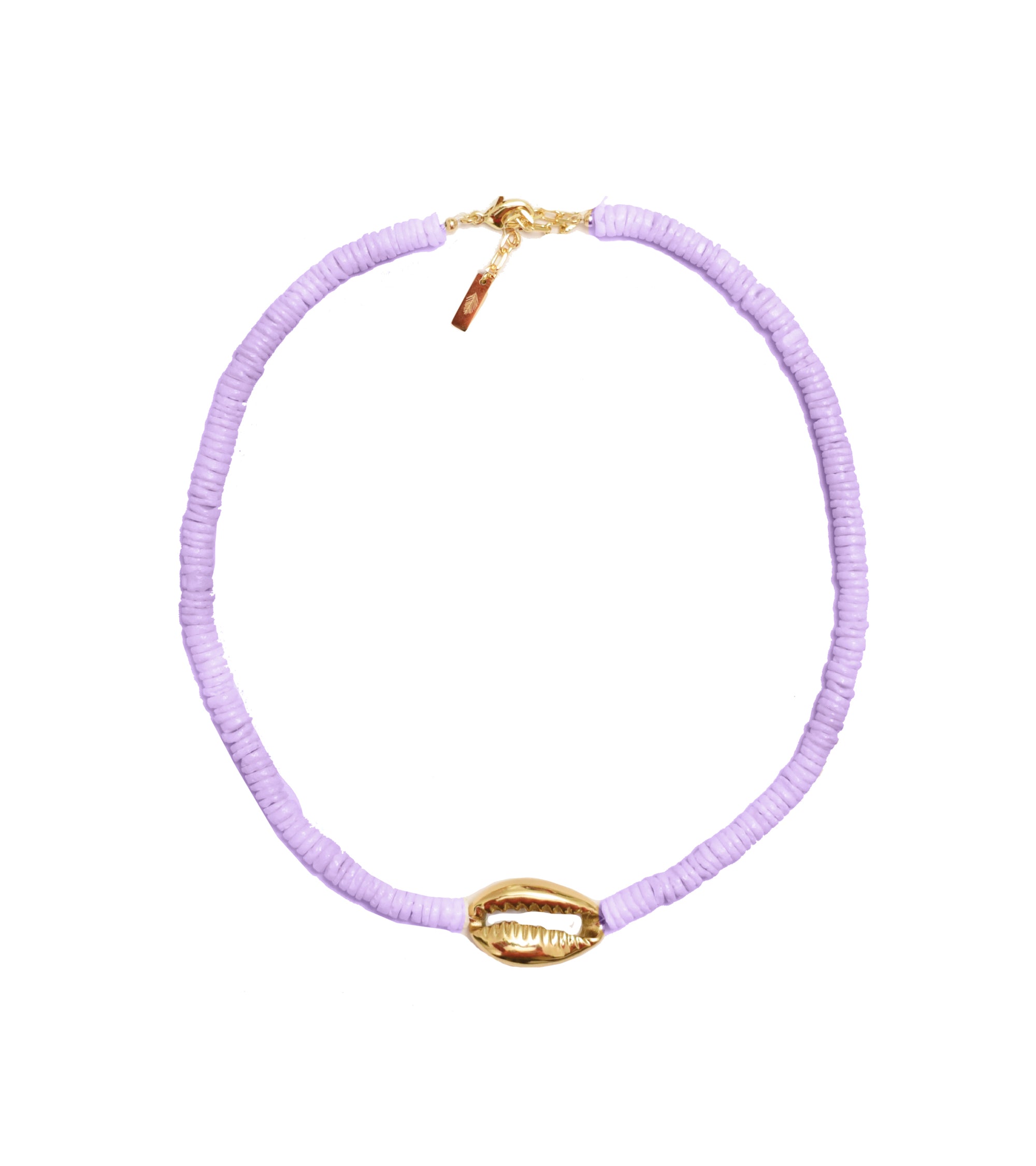 Heishi Gold Shell Necklace - Lavender