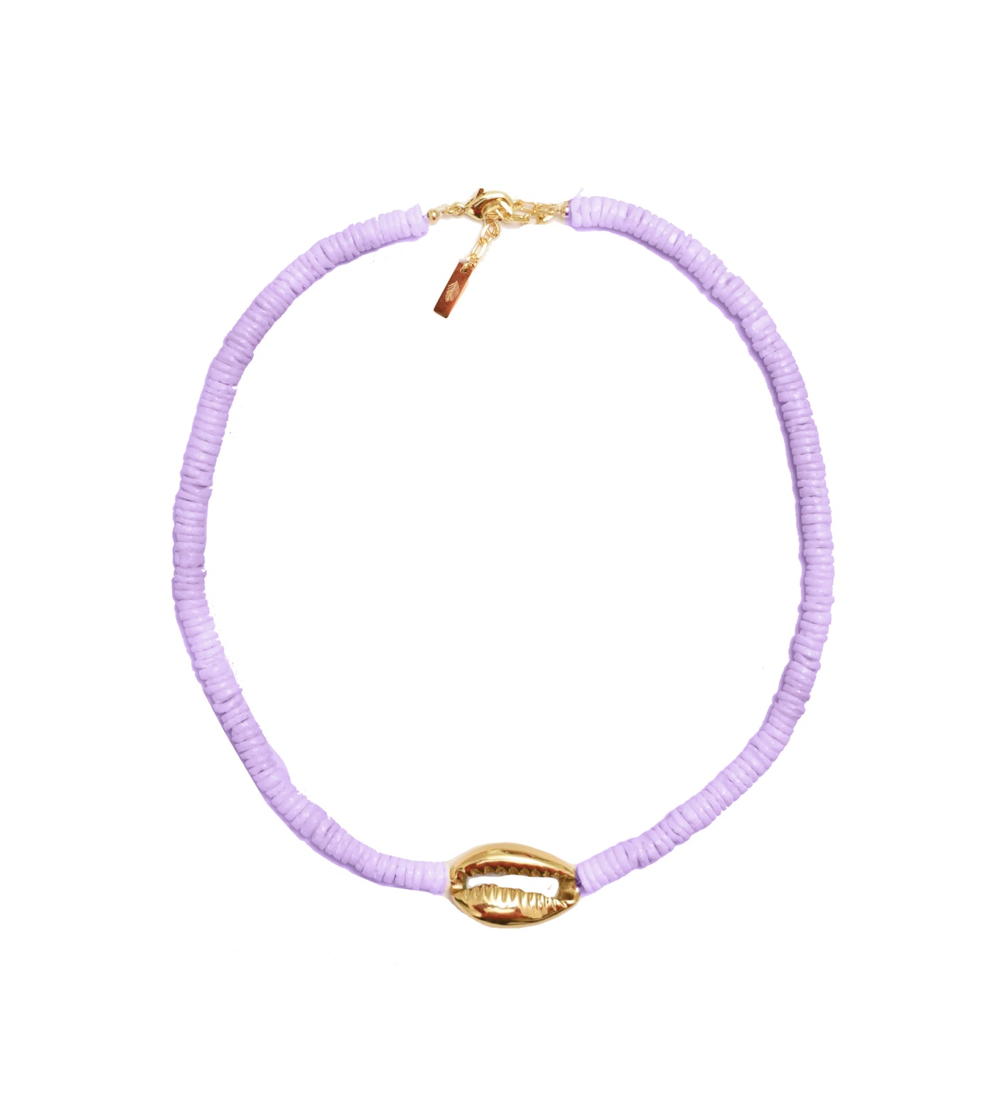 Heishi Gold Shell Necklace - Lavender