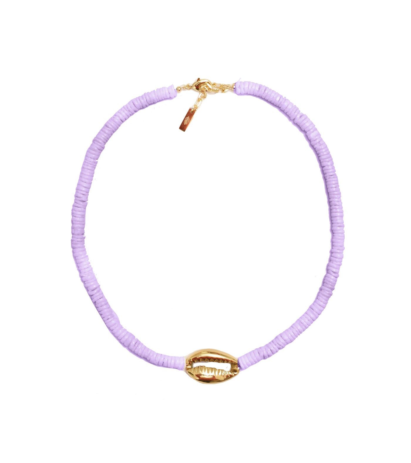 Heishi Gold Shell Necklace - Lavender