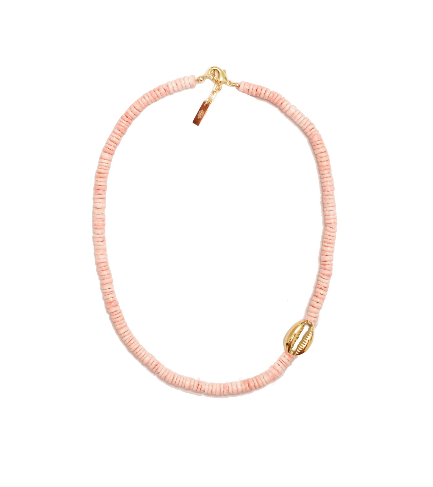 Heishi Mini Gold Shell Choker - Pink